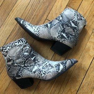 Faux snake print ankle booties s7